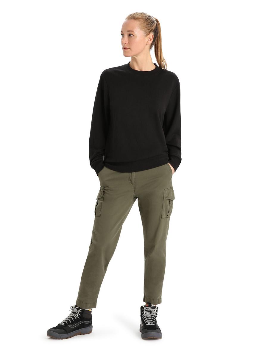 Sweats Icebreaker Merino Crush Long Sleeve Femme Noir | FR 1620ILHS